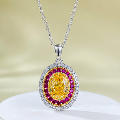 Sterling Silver 925 Dainty Yellow Zircon Collar Necklace for Women