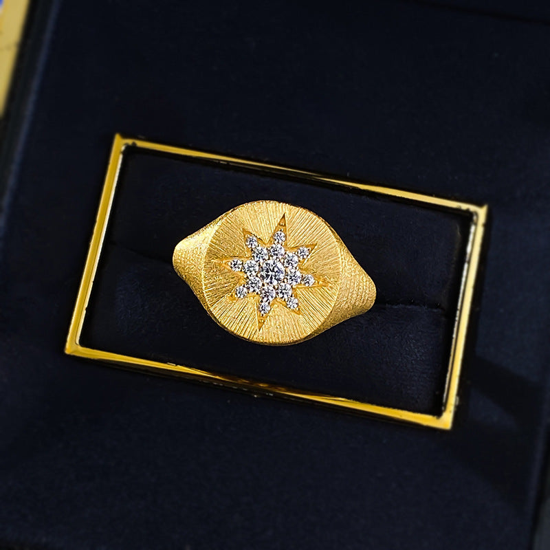 Minimalist S925 Silver Gold-Plated Ring | Star of David Design Ins Fashion