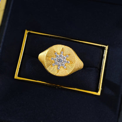 Minimalist S925 Silver Gold-Plated Ring | Star of David Design Ins Fashion