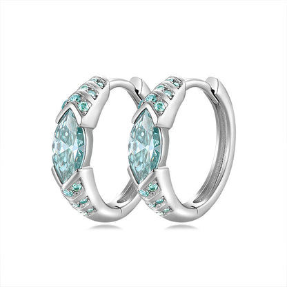 Cool Blue Moissanite Earrings - S925 Sterling Silver Edgy Neutral Niche Design Jewelry