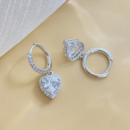 S925 Sterling Silver Heart Earrings with Moissanite - Fashion Minimalist Luxury Studs