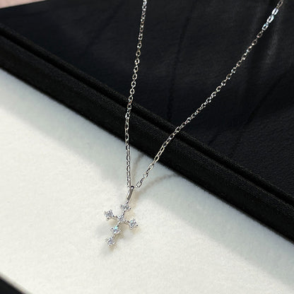 Women's S925 Silver Diamond Cross Necklace - Stylish Neck Accessory