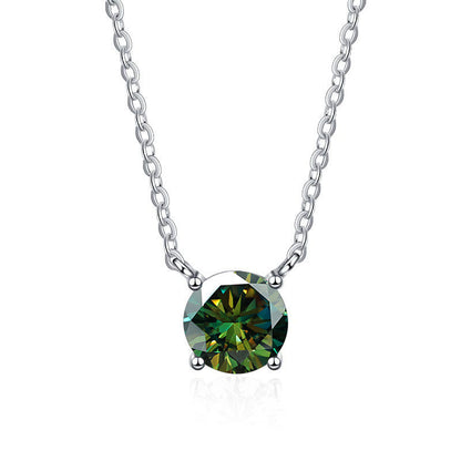 S925 Sterling Silver 1 Carat Moissanite Necklace - Women's Light Luxury 4-Claw PT950 Plated Collar Chain