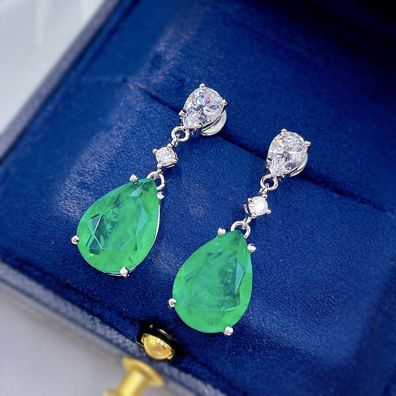 925 Sterling Silver Faux Emerald Stud Earrings | Retro INS Style