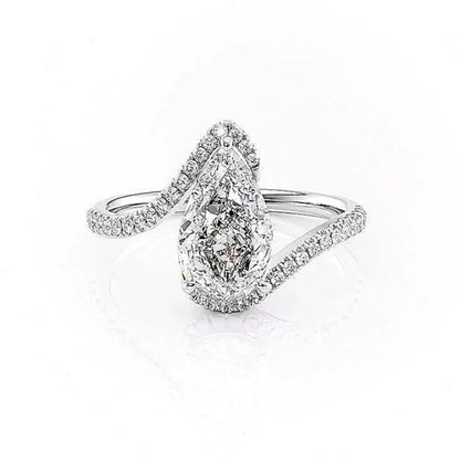 Teardrop Heart Engagement Ring, Luxury Micro-pavé Zircon Proposal Ring for Brides