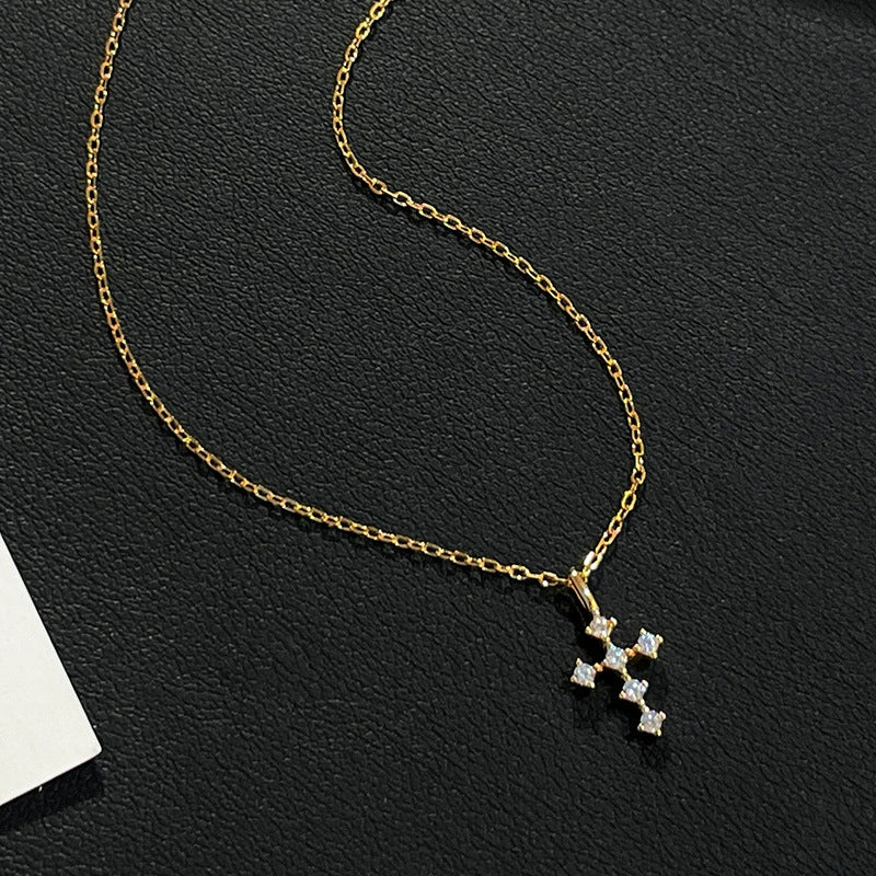 Women's S925 Silver Diamond Cross Necklace - Stylish Neck Accessory
