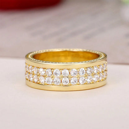 Ricady Jewel Vintage Double Row Zircon Ring - Wedding Season Statement Band