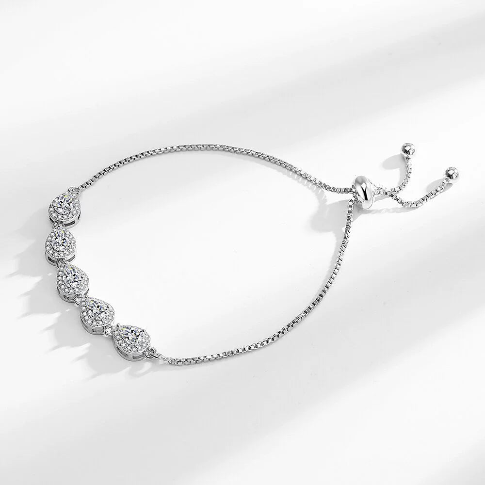 Luxury Zircon Bracelet for Women: Sparkling Adjustable Pull Chain, Elegant & Versatile Jewelry