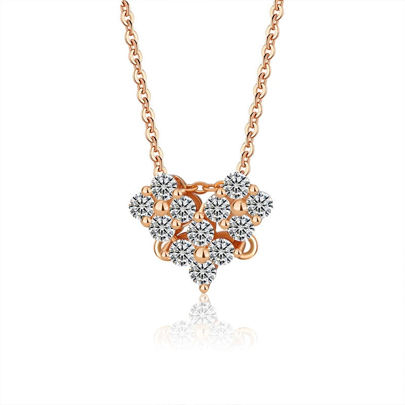 S925 Silver Moissanite Heart Necklace - 2-Way Wear Lucky Clover Collar Chain