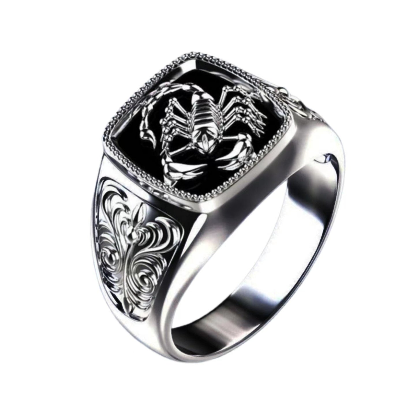 Ricady Jewel Scorpio Relief Men’s Ring - Retro Resin Totem Design