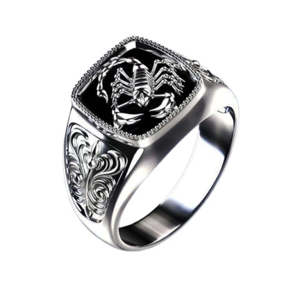 Ricady Jewel Scorpio Relief Men’s Ring - Retro Resin Totem Design
