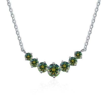 S925 Sterling Silver Gold-Tone Necklace for Women, Minimalist Smile Style with 2.8ct Colored Moissanite