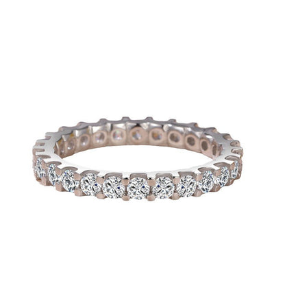 Ricady Jewel – Women's Single Row Pave Cubic Zirconia Ring, Minimalist Stackable Band in Rose Gold & Silver-Tone
