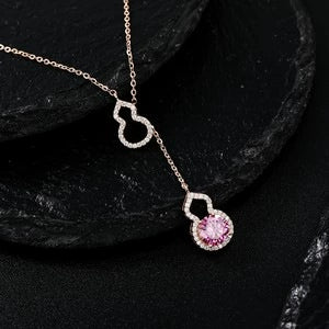 S925 Silver Gourd Pendant Necklace - Dainty Moissanite for Women