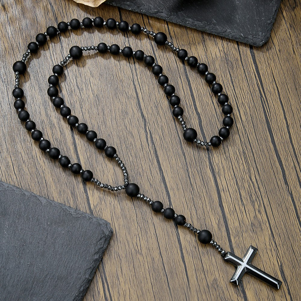 Handcrafted Natural Stone Cross Pendant Necklace - Instagram Style