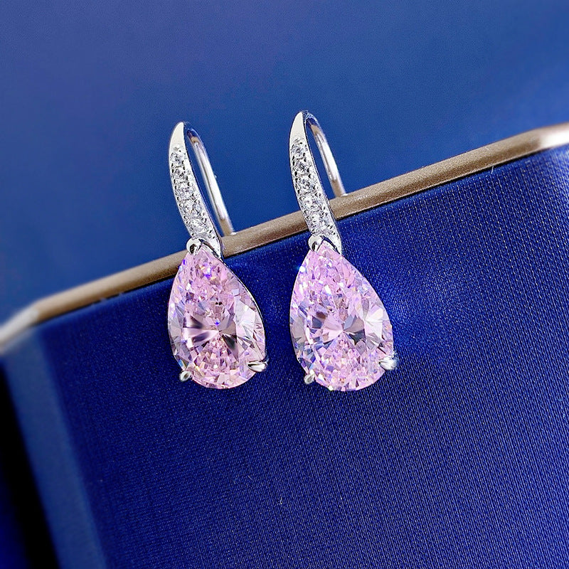 S925 Sterling Silver 8x12 Pear Shaped Zircon Stud Earrings - Minimalist & Stylish