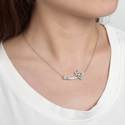 S925 Sterling Silver 0.5ct Round Moissanite Starfish Necklace - Dainty Versatile Layering Chain