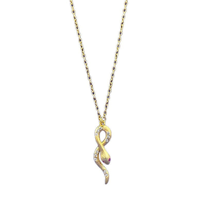 Ricady Jewel 925 Gold-Plated Wrap Choker | Wire-Drawn Snake Pendant Lucky Style