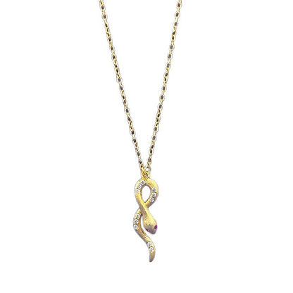 Ricady Jewel 925 Gold-Plated Wrap Choker | Wire-Drawn Snake Pendant Lucky Style