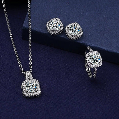 Women's 1ct Moissanite Set: Ring, Necklace, Earrings & Bracelet