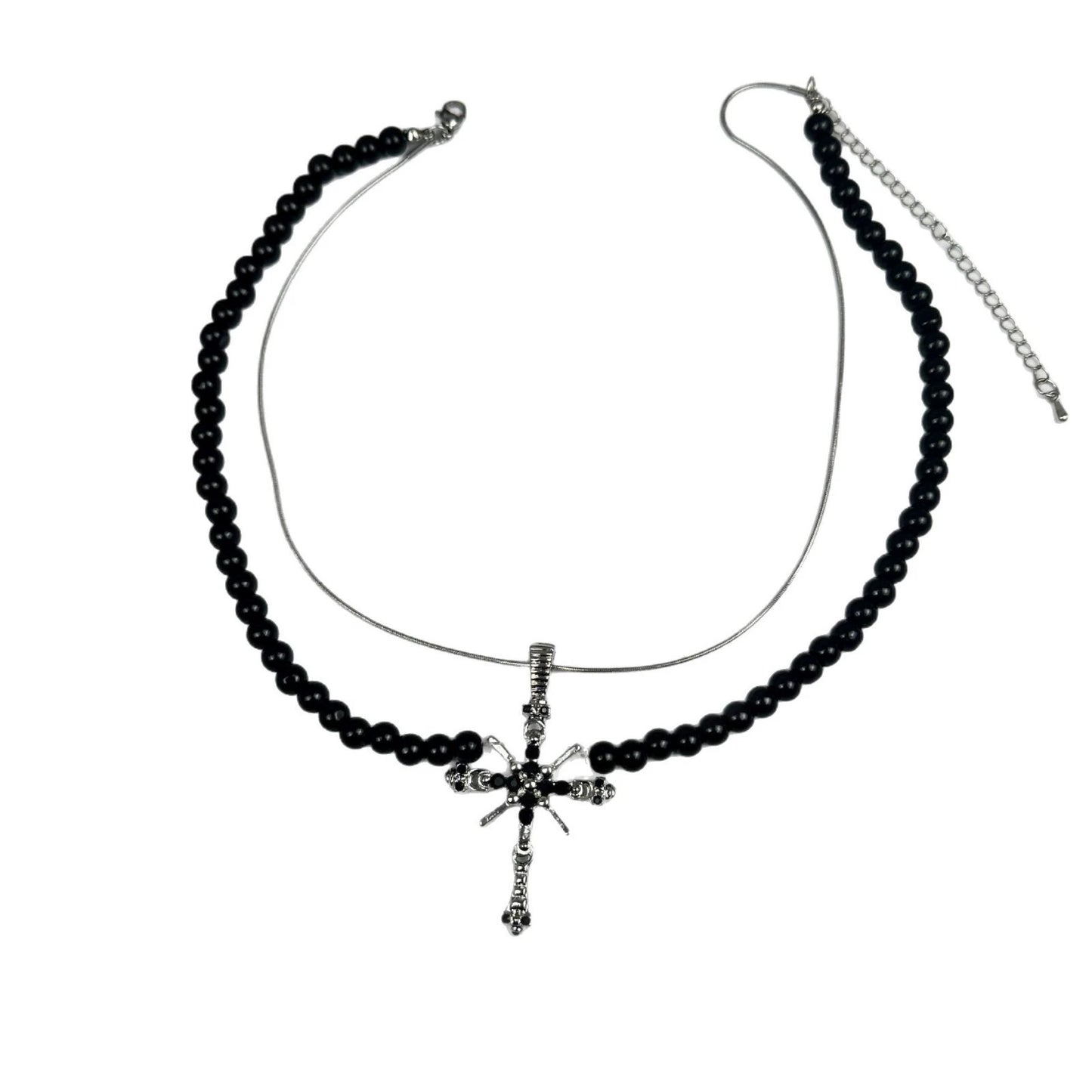 picy Girl Layered Cross Choker Necklace with Studs - Sweet & Cool