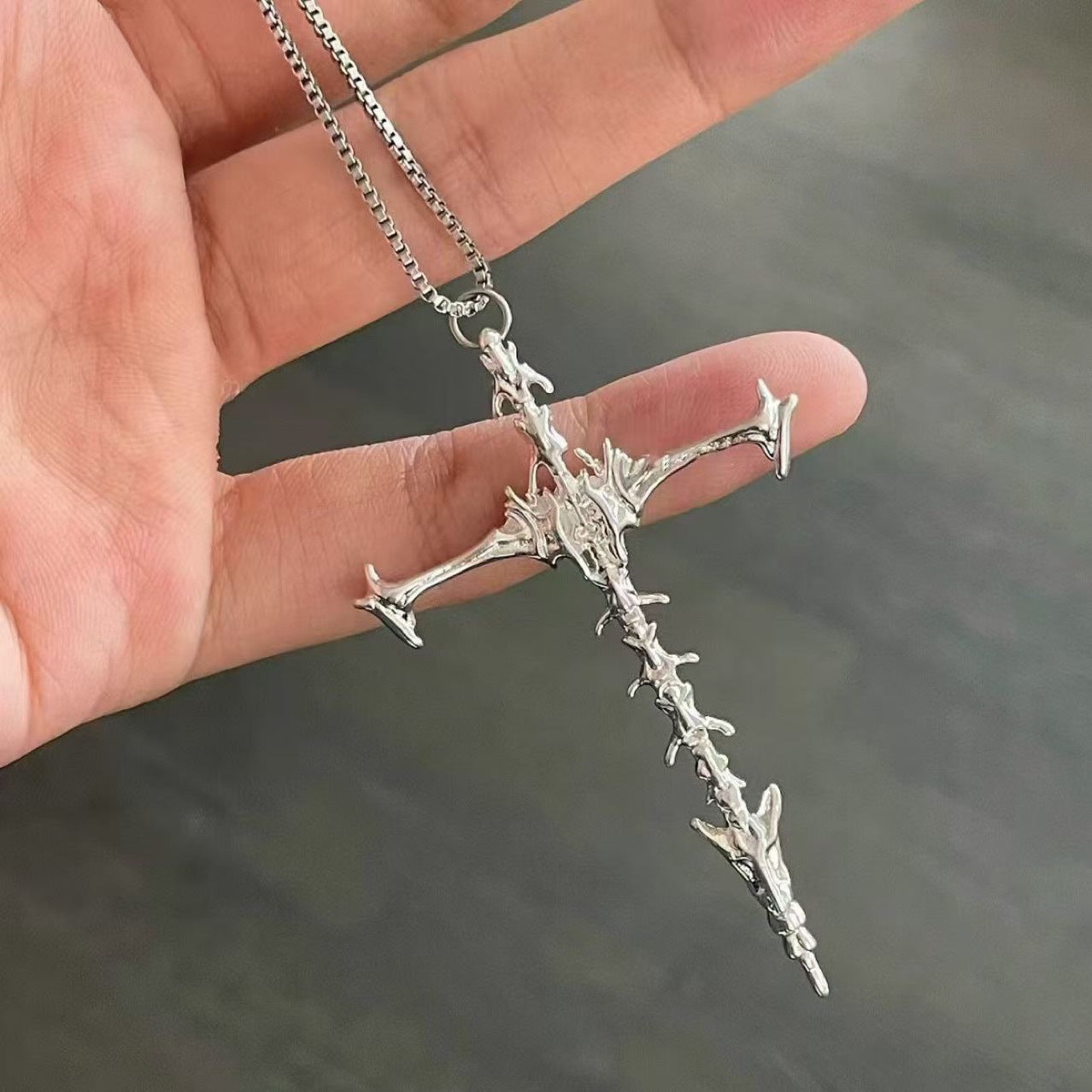 Skull Cross Pendant Necklace - Edgy Minimalist Design