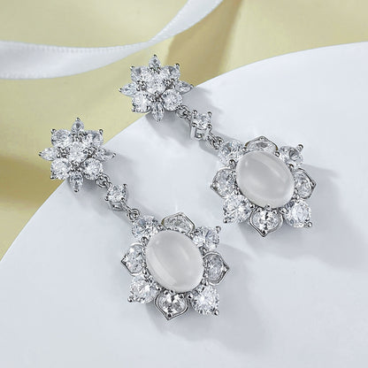 Diamond-Embedded 925 Silver Earrings with "Ruyi" Element – Timeless Elegance &amp; Good Fortune