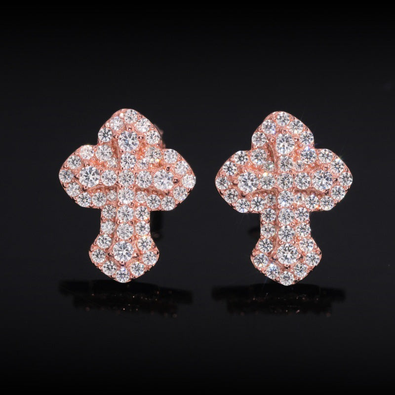 VVS Moissanite Cross Earrings in 925 Silver - Fashionable Unisex Accessory for All