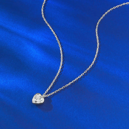 S925 Silver Heart Charm Necklace - Elegant Minimalist Style