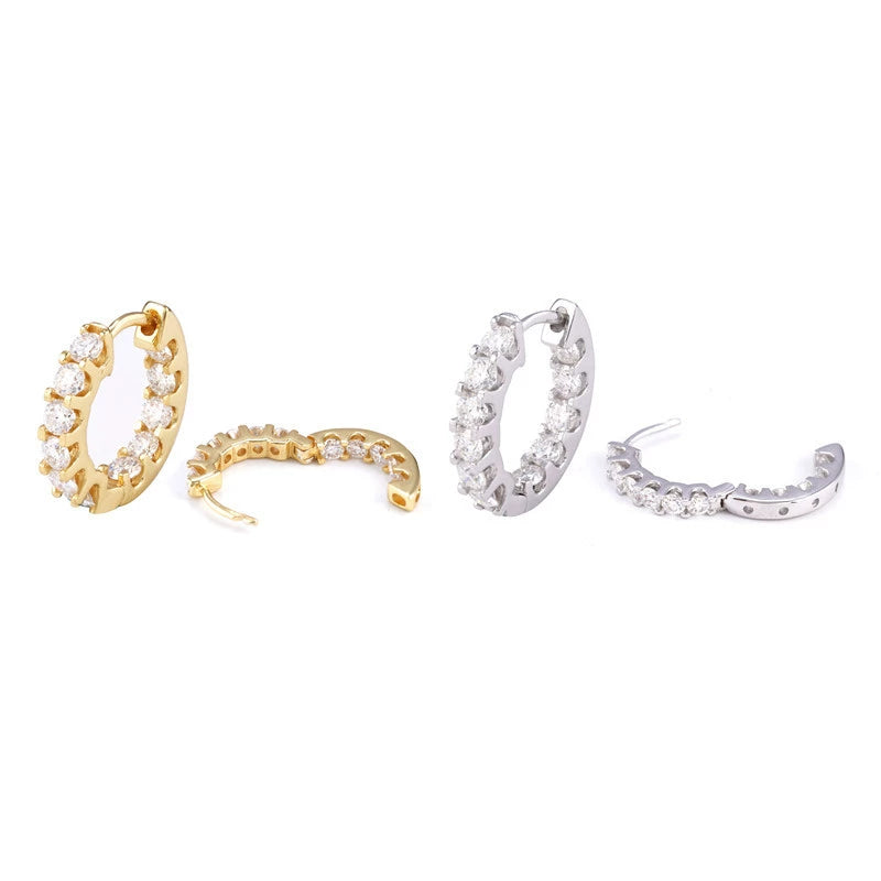 Trendy S925 Silver Moissanite Hoop Earrings Unisex Classic Jewelry