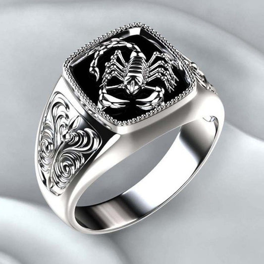 Ricady Jewel Scorpio Relief Men’s Ring - Retro Resin Totem Design