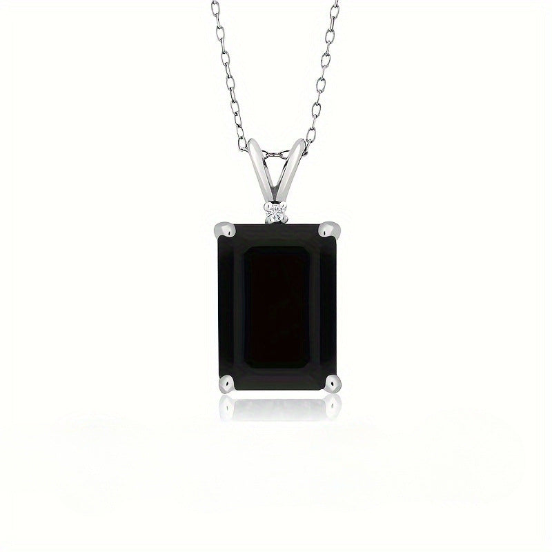 Ricady Jewel S925 Sterling Silver Black Moissanite Necklace - 1/2 Carat Classic Emerald Cut High-End Pendant