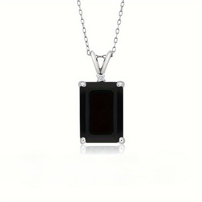 Ricady Jewel S925 Sterling Silver Black Moissanite Necklace - 1/2 Carat Classic Emerald Cut High-End Pendant