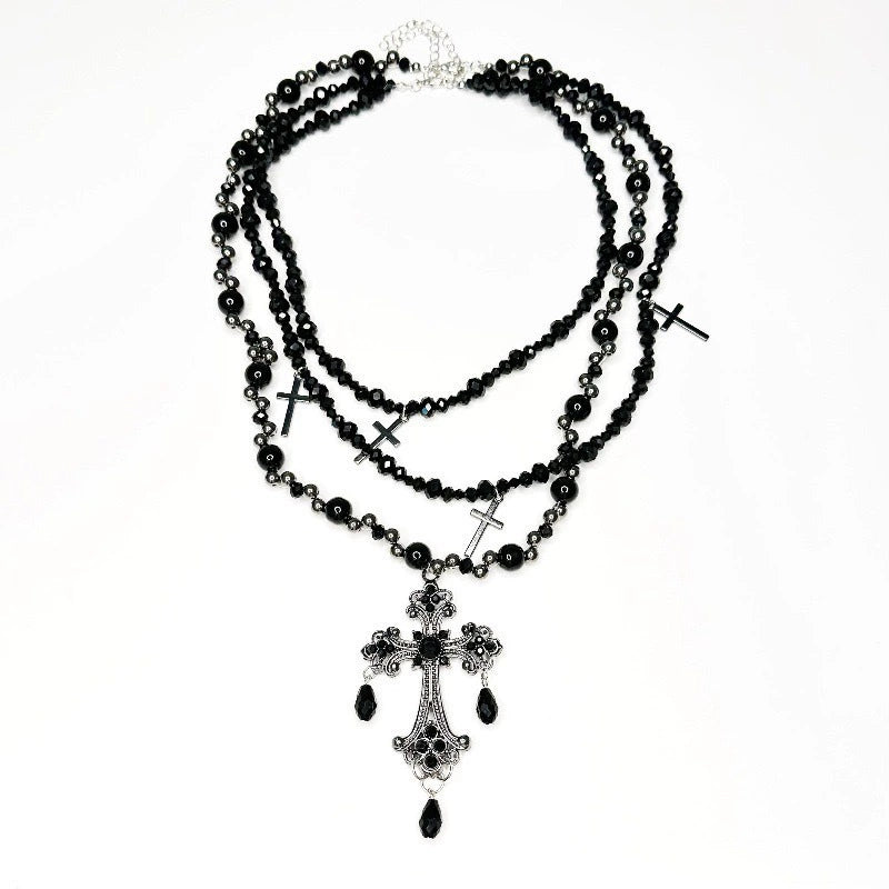 Multi-Layered Cross Pendant Necklace - Sweet & Cool Style
