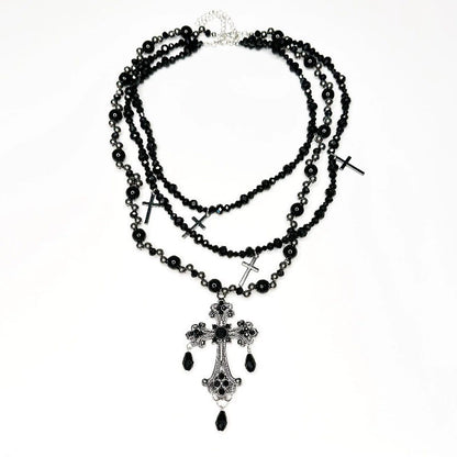 Multi-Layered Cross Pendant Necklace - Sweet & Cool Style