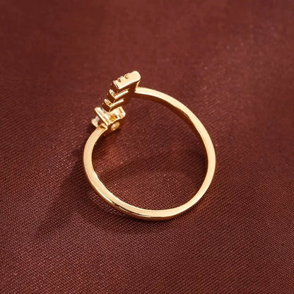 26 Letter Micro-Pave Zircon Ring for Women - 14K Gold Plated Copper Open Plain Band