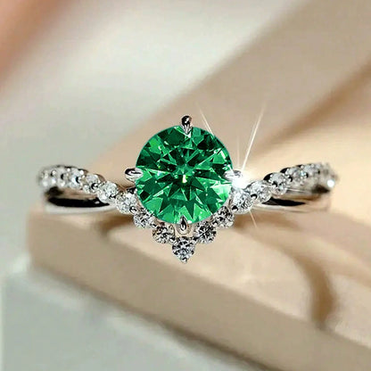 Ricady Jewel Couples Wedding Ring Set - 4-Prong V-Shaped Multi-Color Zircon