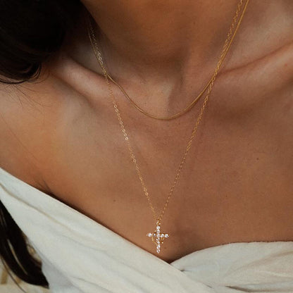 Crown Cross Pendant Necklace in Copper - European Fashion Style