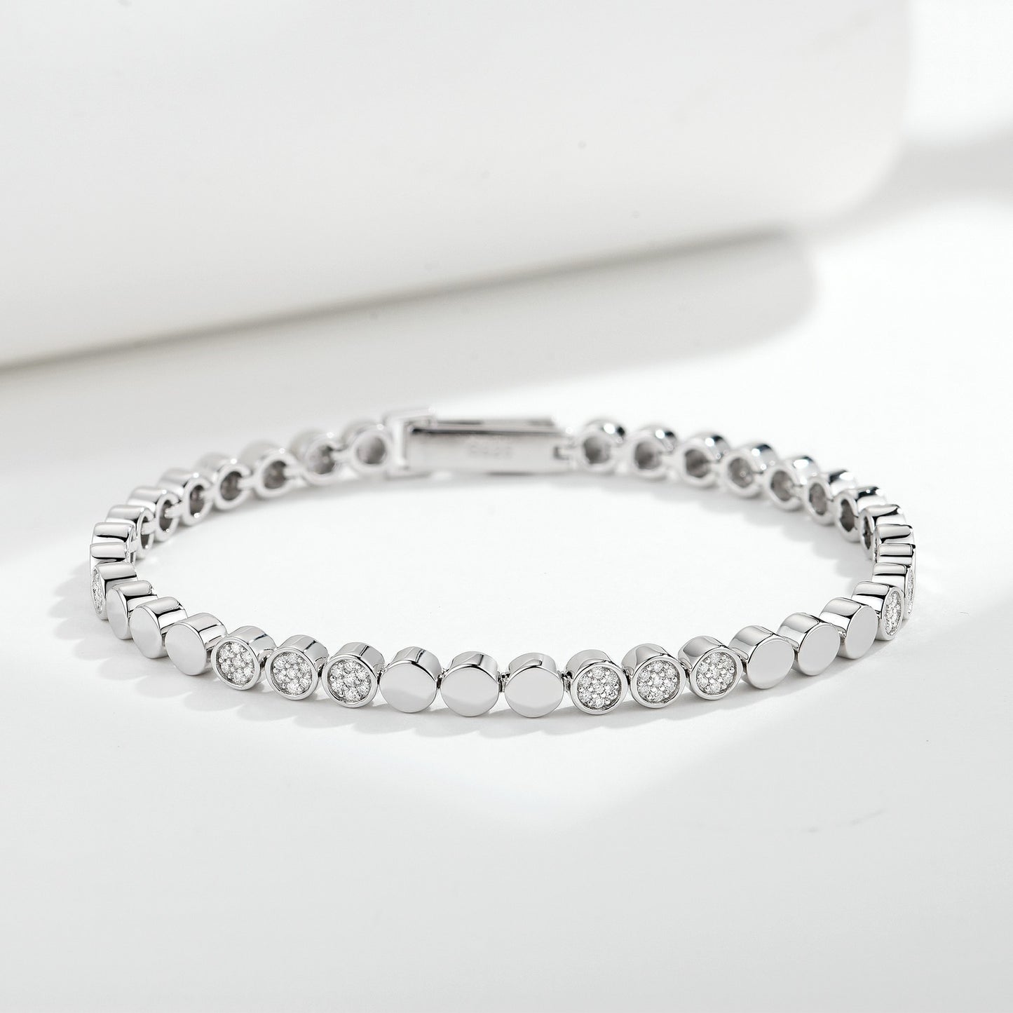 S925 Silver Gold-Plated Round 0.9mm Moissanite Bubble Bracelet - Minimalist & Elegant for Women
