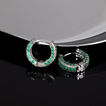 Diamond Stud Hoop Earrings - Unisex Hip Hop Classic Circle Earrings