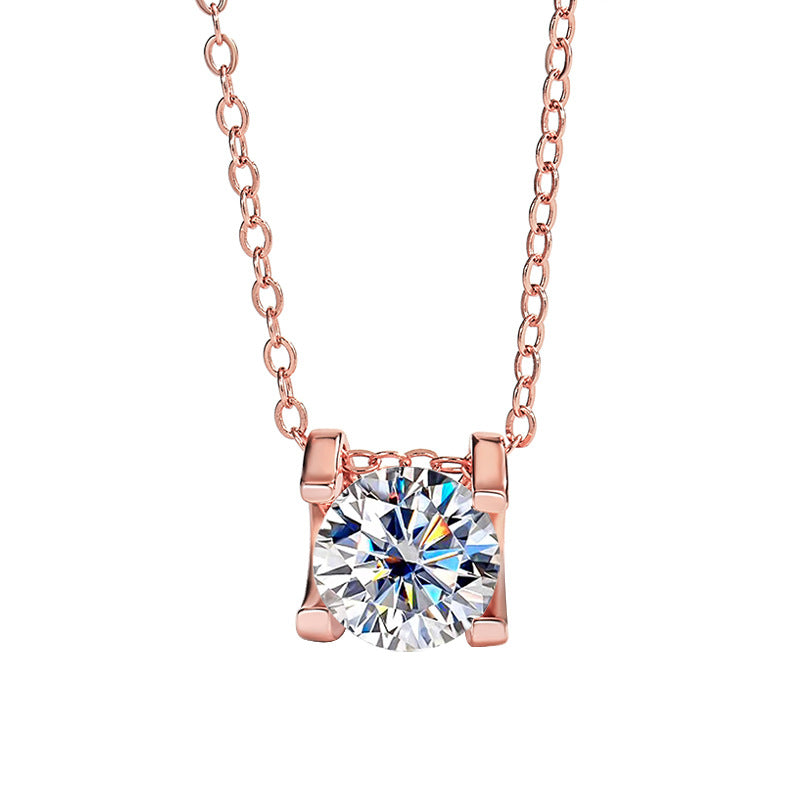 Ricady Jewel 925 Silver Plated PT950 Gold 1CT Moissanite Classic牛头 Pendant Necklace