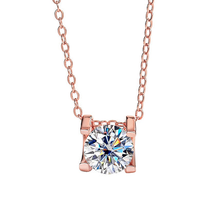 Ricady Jewel 925 Silver Plated PT950 Gold 1CT Moissanite Classic牛头 Pendant Necklace
