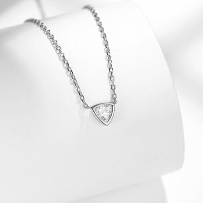 Sterling Silver (S925) 0.5ct Triangle Moissanite Necklace - Minimalist Trendy Dainty Pendant