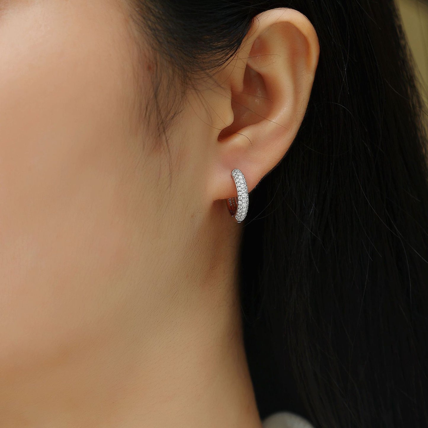 Pavé Moissanite Hoop Earrings in Sterling Silver for Women — Everyday Luxury