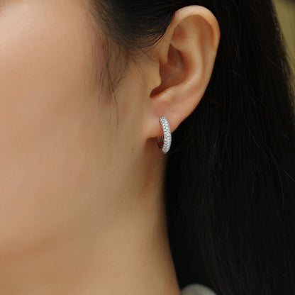 Pavé Moissanite Hoop Earrings in Sterling Silver for Women — Everyday Luxury