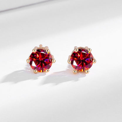 Sparkling Classic 6-Claw Garnet Red 4-Piece Jewelry Set: Bracelet, Earrings, Ring, Necklace