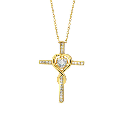 925 Sterling Silver Zirconia Cross Necklace - Quiet Luxury Style