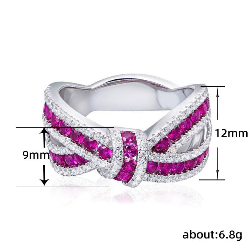 Ricady Jewel Luxe Bow Ring - Irregular Ribbon Cross Design