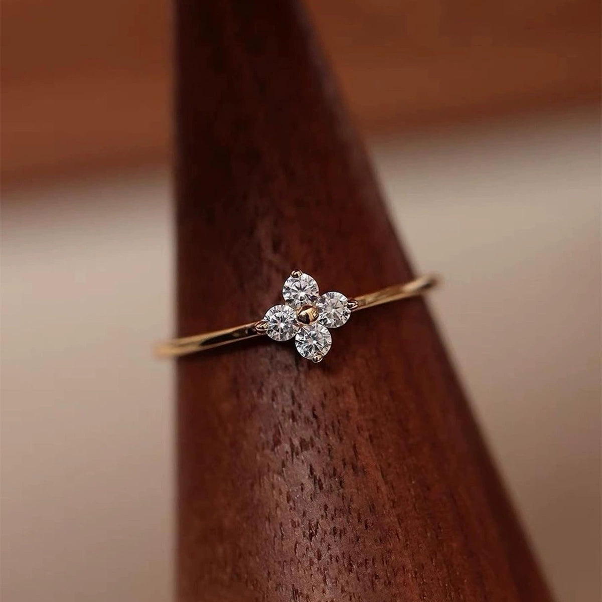 Luxury Style Clover Zircon Ring for Women - Unique Design Fashion Jewelry