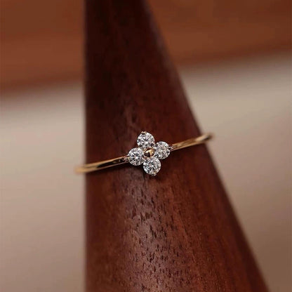 Luxury Style Clover Zircon Ring for Women - Unique Design Fashion Jewelry